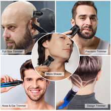 Load image into Gallery viewer, All-In-One Grooming Kit for Men Rechargeable Hair &amp; Beard Trimmer Electric Shaver Waterproof Nose Ear &amp; Eyebrow Trimmer
