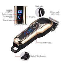 Load image into Gallery viewer, Electric Hair Clipper USB Rechargeable Professional Hair Barber for Men Haircutter LED Display Digital with 4 Limit Combs
