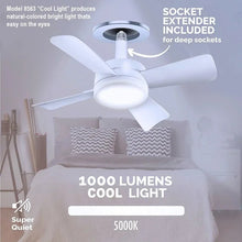 Load image into Gallery viewer, Ceiling Fan Led Light Socket Fan With Smart Remote Control 1000Lm 5000K Bulb Retractive Fan Lamp For Bedroom Living Room
