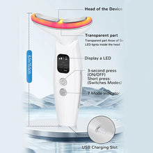 Load image into Gallery viewer, 7 Colours Neck Beauty Instrument, Face Neck Body High-frequency Beauty Massage Constant Temperature Hot Compress
