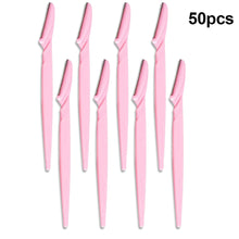 Load image into Gallery viewer, 50Pcs Eyebrow Trimmer Blade Shaping Knife Eye Brow Epilation Face Blades Hair Removal Scraper Shaver Woman Makeup Tools
