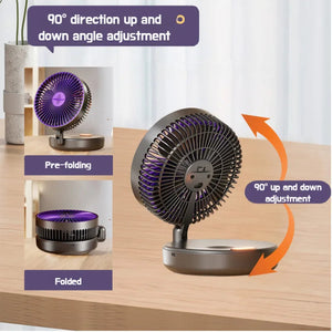 6 Inch Multifunctional Foldable Glow-in-the-dark Fan Desktop USB Mute Mini Fan 4-in-1 5-speed Adjustment Air Circulation Fan