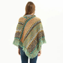 Load image into Gallery viewer, Patchwork Shawl Knitted Striped Print Cardigans Women Poncho Autumn Winter Clothing Sleeveless Sweater Cape Coats
