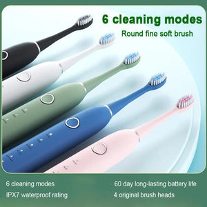 Smart Sonic Electric Toothbrush Teeth Whitening Ultrasonic Vibration Oral Cleaner Tooth Care IPX7 Waterproof  Replacement Heads