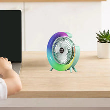 Load image into Gallery viewer, USB Desk Fan Quiet 3 Speeds Angle Adjustable with 5 Light Modes USB Desk Fan Personal Fan for Home Bedroom Travel Indoor Office
