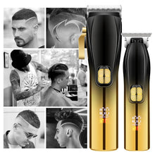 Load image into Gallery viewer, Men Professional Digital Display Hair Clipper Set Machine Electric Hair Trimmer Kit Salon Engraving Push Electric Shaver Kit
