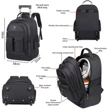 Load image into Gallery viewer, Large Capacity Travel Backpack With Wheels Hidden Pull Rod Waterproof Carry On Luggage Weekend Travel Bag For Men Business Trip
