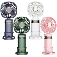 Load image into Gallery viewer, Handheld Cooling Fan 5-speed Foldable Handy Fan Rechargeable Pocket Fan Portable Ultra Quiet Power Display for Office/ Home/Dorm

