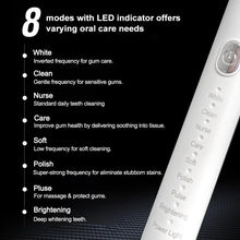 Load image into Gallery viewer, Smart Sonic Electric Toothbrush USB Rechargeable Soft Bristle Dental Care Kit IPX7 Waterproof 8 Speed Mode 500mAh 4 Brush Heads
