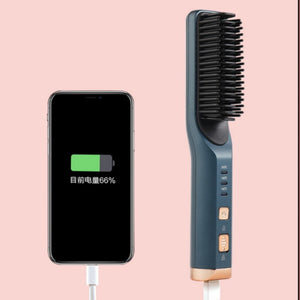 Portable Hair Straightener Curling Wireless Ion Comb USB Charge Straight Hair Brush Multifunction Straight Hair Comb women mini