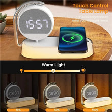 Load image into Gallery viewer, Multifunction Wireless Charger Pad Stand Clock LED Desk Table Lamp Night Light 15W Fast Charging Station Dock for iPhone Samsung
