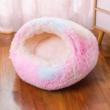 Load image into Gallery viewer, Plush Round Cat Bed Pet Mattress Warm Soft and Comfortable Basket Cat and Dog 2-in-1 Small Dog Sleeping Bag Nest
