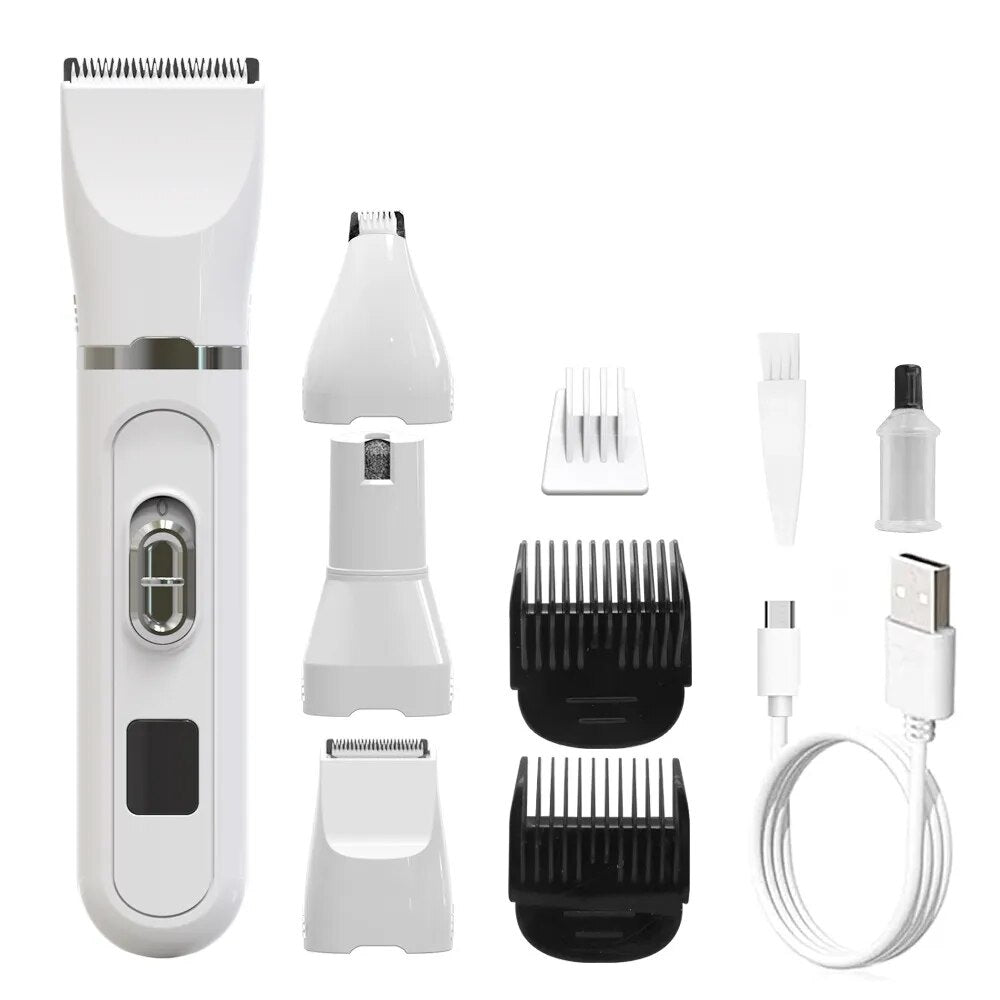 Dog Clippers Low Noise Paw Trimmer Rechargeable Pet Cat Grooming Kit Multifunctional Cordless Quiet Pet Nail Grinder Dog Shaver