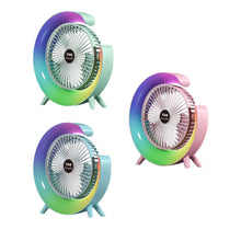 Load image into Gallery viewer, USB Desk Fan Quiet 3 Speeds Angle Adjustable with 5 Light Modes USB Desk Fan Personal Fan for Home Bedroom Travel Indoor Office
