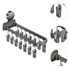Load image into Gallery viewer, Drying Rack with 14 Drying Clips Suction Cup Folding Clothes Hanger Laundry Clip for Pants Shorts Underwear Towel Bathroom
