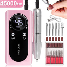 Load image into Gallery viewer, 45000RPM Rechargeable Nail Drill Machine with LCD Low Noise Professional Nail Polish Sander Nails Accessories Set
