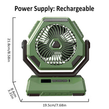 Load image into Gallery viewer, 6000mAh Camping Fan Rechargeable Outdoor Fan Ceiling Oscillating Fan Portable Air Conditioner Air Cooler with Lighting

