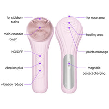 Load image into Gallery viewer, Electric Face Cleaner Sonic Silicond Facial Cleansing Brush Electric Ultrasonic Face Massager Mini Pore Deep Cleaning
