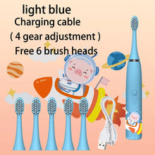 Load image into Gallery viewer, Kids Sonic Electric Toothbrush Colorful Cartoon For Kids Ultrasonic Soft Fur Automatic Waterproof With Replacement Heads
