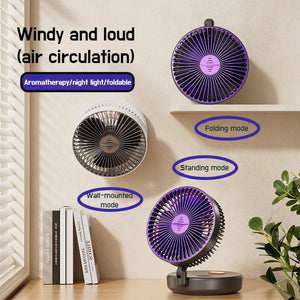 6 Inch Multifunctional Foldable Glow-in-the-dark Fan Desktop USB Mute Mini Fan 4-in-1 5-speed Adjustment Air Circulation Fan