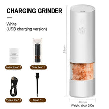 Load image into Gallery viewer, Electric Automatic Salt and Pepper Grinder USB Rechargeable Adjustable Coarseness Refillable Mill Kitchen Tools For BBQ Cooking
