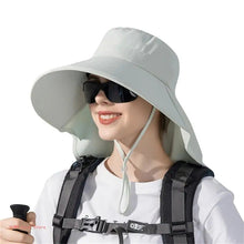 Load image into Gallery viewer, Hat With Neck Flap Hiking With Ponytail Hole Fishing Bucket Available in 7 Colors Sun Protection Dirt Resistant
