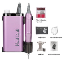 Load image into Gallery viewer, 35000RPM Electric Nail Drill Rechargeable USB Nail Manicure Machine For Salon Portable Professional Nail Sander for Polish
