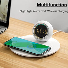 Load image into Gallery viewer, Wireless Charger Pad Stand Alarm Clock LED Desk Lamp Night Light 15W Phone Fast Charging Station Dock for iPhone Samsung Xiaomi
