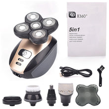 Load image into Gallery viewer, 5 in 1 Rechargeable Electric Shaver Five Floating Heads Razors Hair Clipper Nose Ear Hair Trimmer Men Facial Cleaning Brush
