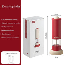 Load image into Gallery viewer, Electric Salt and Pepper Grinder Rechargeable Automatic Pepper Mill Grinder Adjustable Coarseness Shakers One-Hand Working RED
