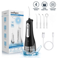 Load image into Gallery viewer, Oral Irrigator Dental Water Flosser 4 Mode Portable Dental Water Jet Floss Rechargeable 300ML 4 Tip IPX7 Teeth Cleaner Whitening
