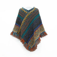 Load image into Gallery viewer, Patchwork Shawl Knitted Striped Print Cardigans Women Poncho Autumn Winter Clothing Sleeveless Sweater Cape Coats
