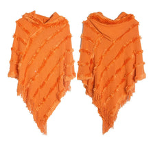 Load image into Gallery viewer, Women Winter Knit Hooded Poncho Cape Lady Spring Fringed Shawl Wrap Sweater Pullover Vintage Chic Tassels Cloak Capes

