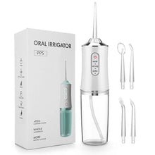 Load image into Gallery viewer, Portable Dental Irrigator Water Jet Flosser USB Rechargeable 3Mode Oral Irrigator Water Jet Floss Pick 220ml for Teeth Whitening
