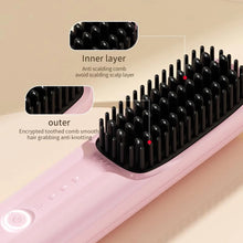 Load image into Gallery viewer, Cordless Straightener Straight Hair Brush Women's Thermal Ion Straightener Travel Adjustable Temperature Ceramic Straightener
