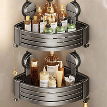 Load image into Gallery viewer, Perforation-Free Bathroom Storage Tripod Wall-Mounted Adjustable Storage Shelf Bathroom Suction Cup Corner Rust-Proof Drain Rack
