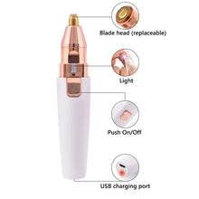 Load image into Gallery viewer, 2 In 1 Electric Eyebrow Trimmer USB Rechargeable Hair Remover Women Shaver  LED Light Lady Epilator Razor Face Makeup Tool
