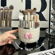 Load image into Gallery viewer, Desktop Makeup Brush Organizer Bathroom Eyebrow Pencil Storage Boxes 360° Rotating Pen Holder Dustproof Dresser Cosmetics Shelf
