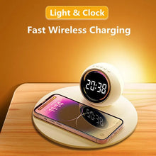 Load image into Gallery viewer, Wireless Charger Pad Stand Alarm Clock LED Desk Lamp Night Light 15W Phone Fast Charging Station Dock for iPhone Samsung Xiaomi
