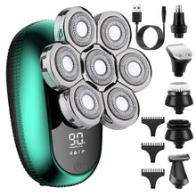 Load image into Gallery viewer, 6 in 1 Electric Head Shaver for Bald Men 7D Floating Cutter Beard Trimmer Clipper Shaving USB Wireless Charging
