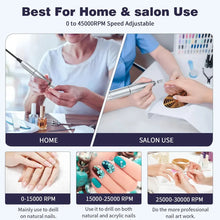 Load image into Gallery viewer, 45000RPM Electric Nail Drill Machine Professional Nail Drills for Gel Nails Polish Rechargeable Portable Nail File Manicure Tool

