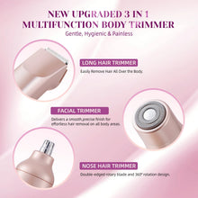 Load image into Gallery viewer, 3 in 1 Painless Women Electric Razors Bikini Trimmer Wet Dry Use for Ladies Pubic Hair Detachable Head Electric Shaver
