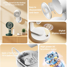 Load image into Gallery viewer, Cordless Electric Fan 4000mAh Portable Air Circulator Fan Desktop Wall Ceiling Air Cooling Cooler Quiet Oscillating Ventilator
