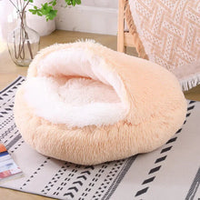 Load image into Gallery viewer, Plush Round Cat Bed Pet Mattress Warm Soft and Comfortable Basket Cat and Dog 2-in-1 Small Dog Sleeping Bag Nest
