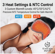 Load image into Gallery viewer, 3 Heat Settings Heated Eye Mask, Rechargeable Warm Compress Sleep Mask with Removable Washable Cover, Cordless Travel Eye Care
