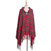 Load image into Gallery viewer, Hooded Open Stitch Loose Coat Big Hat Capes Women Winter Thick Outwear Tibet Classic Printed Tassel Fringe Cloak
