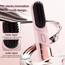 Load image into Gallery viewer, Hair Straightener Brush 4 Temperatures Fast Heating USB Rechargeable Negative Ions Brush Electric Fluffy Curly Hair Styling Comb
