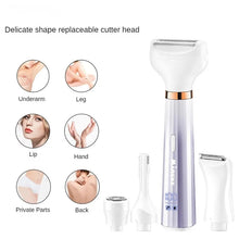 Load image into Gallery viewer, Electric Ladies Shaver 4 in 1 IPX5 Waterproof Underarms Legs Hands Back Lips Private Parts Epilator USB Charging Digital Display
