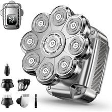 Load image into Gallery viewer, 9D Head Shavers for Bald Men 5 in 1 Detachable Head Shaver with LED Display IPX7 Waterproof Wet Dry Rechargeable Electric Shaver
