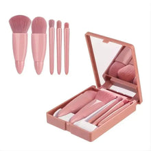 Load image into Gallery viewer, 5pcs Travel Size Makeup Brushes Set Mini Makeup Brushes Small Complete Function Cosmetic Brushes Kit With Case And Mirror

